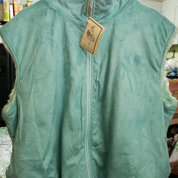 Teal faux fur vest - Picture 2 of 2